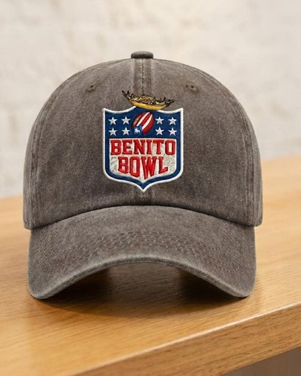 Benito Bowl Fan Cap, Embroidered Washed Denim Baseball Cap, Puerto Rico Football Fan Hat