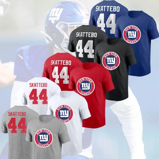 Discover Cam Skattebo #44 New York Player Icon 2025 Name and Number Fan Gear Team Apparel