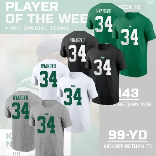 Discover Kene Nwangwu #34 New York Football Name and Number Gift For Fans