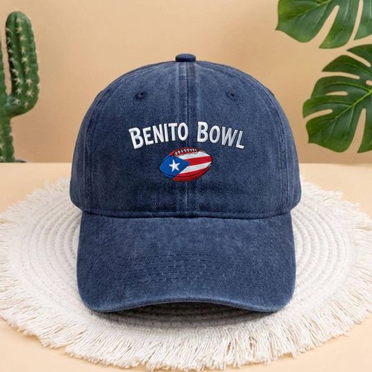 Benito Bowl Embroidered Washed Denim Baseball Cap