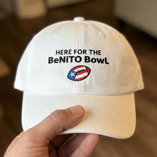 Benito Bowl Puerto Rico Flag Embroidered Denim Baseball Cap