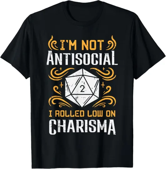 Discover Not Anti Social Low Charisma Funny RPG Gamer Men Boys Kids T-Shirt