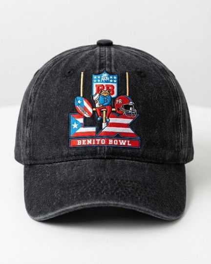 Benito Bowl Embroidered Baseball Cap, Team Benito Bowl Hat, Puerto Rico Football Fan Gift, Boricua Gameday Embroidered Dad Hat