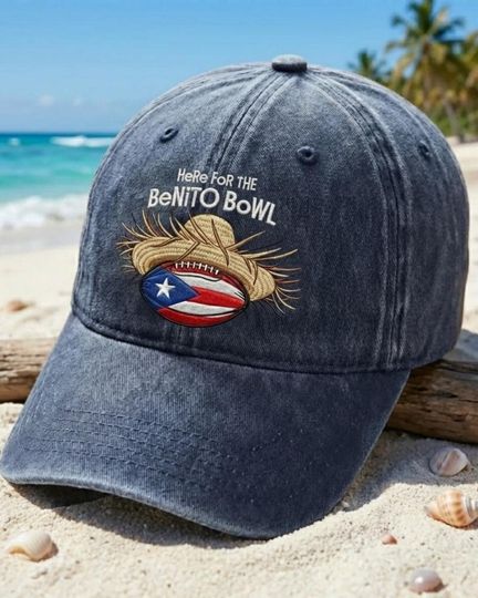 Here for The Benito Bowl Embroidered Baseball Cap, Team Benito Bowl Hat, Puerto Rico Football Fan Gift, 2026 Gameday Embroidered Dad Hat