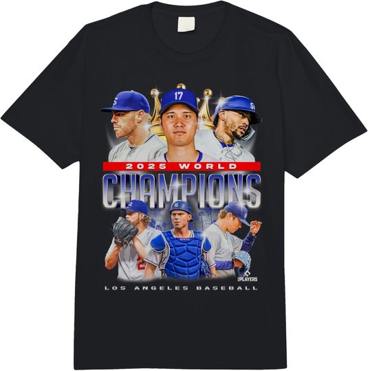 Discover Hot Selling Dodgers Global T-Shirt Cross-Border Trendy Black Tee with Iconic 2025 World Champions Players Championship Graphic