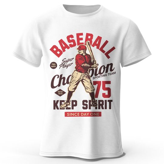 Discover Men's Baseball Keep Spirit Printed T-Shirt  Street Graphic Tees for Men Women Summer Tops
