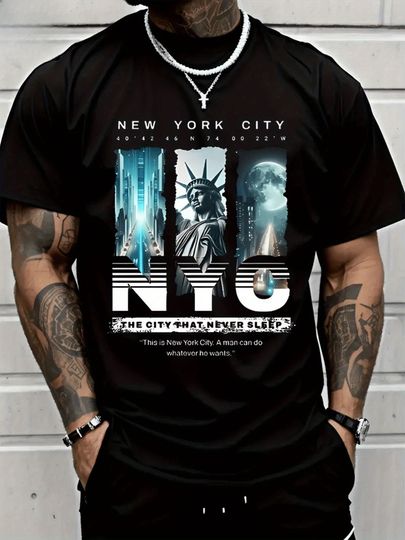 Discover New York Sky Freedom Graphic Print T-Shirt
