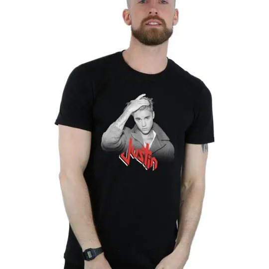 Justin Bieber Men's Red Logo T-Shirt