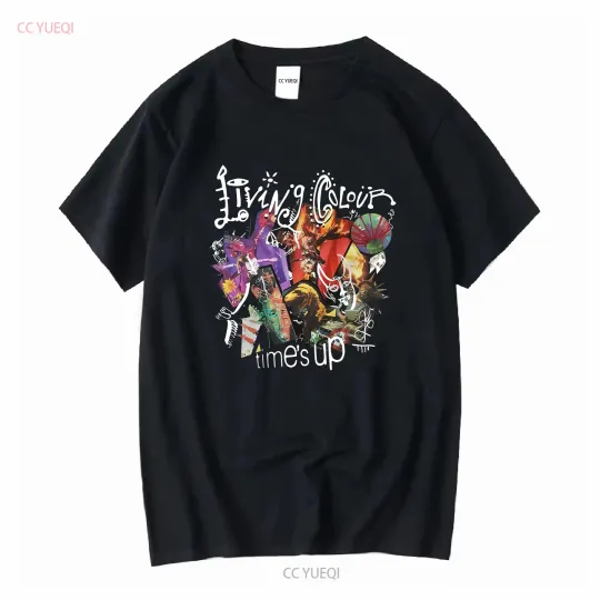 Discover Vtg Living Colour Band Time's Up Cotton Black All Size T Shirt AP218 long or short sleeves vintage Washed Top For Everyday Wear
