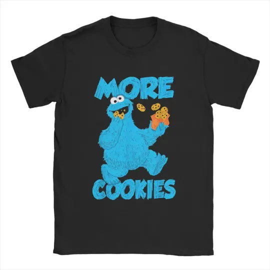 Discover Men T-Shirt Sesames Monnsster Streets Cookie Funny Cotton Tees Short Sleeve More Cookies T Shirts Round Neck merchandise Plus Si