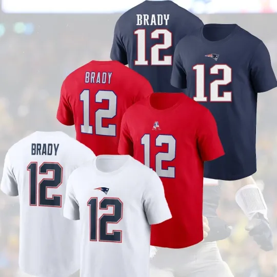 Tom Brady #12 New England Football Player Name & Number For Fans