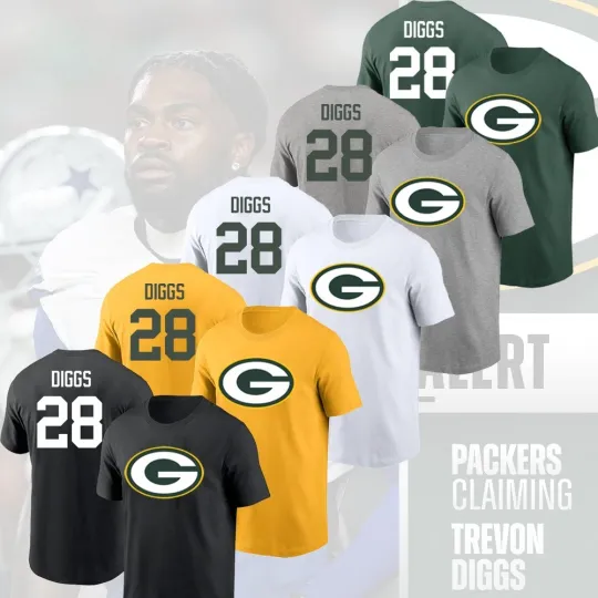 Discover Trevon Diggs #28 Green Bay Football 2025 Player Trading Name & Number S-5XL