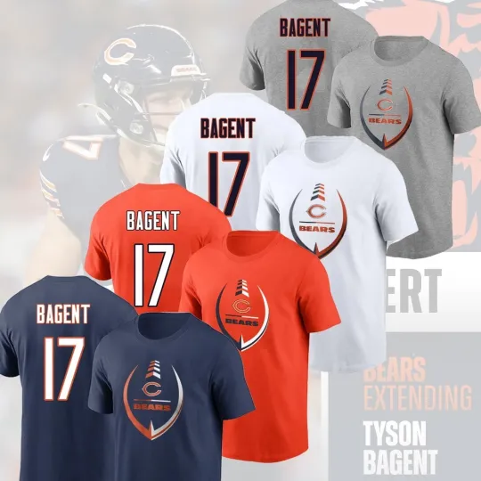 Discover Tyson Bagent #17 Chicago Football 2025 Player Name & Number For Fans