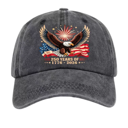 Discover USA 250th Anniversary Hat Patriotic Eagle American Flag 1776-2026 Baseball Cap