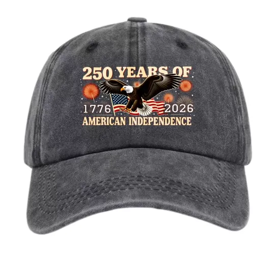 Discover 250 Years of American 1776-2026 Hat Patriotic Eagle & Flag Graphic Baseball Cap