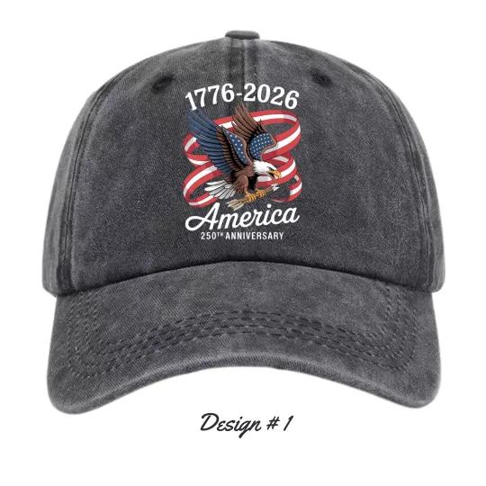Discover USA 250th Anniversary Patriotic Eagle American Flag 1776-2026 Baseball Cap Hats