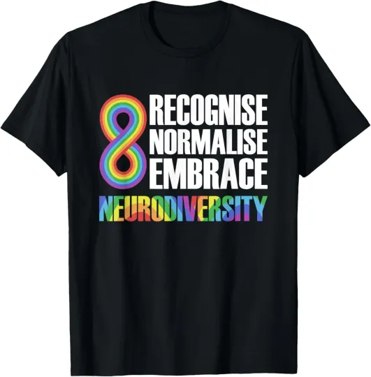Discover Novelty Neurodiversity Rainbow Infinity Autism Awareness T-Shirt