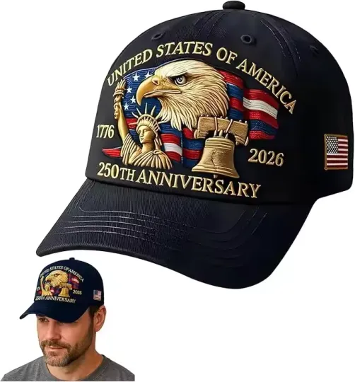 Discover America 250th Anniversary Baseball Cap 1776–2026 USA Patriotic Hat AdjustableVie