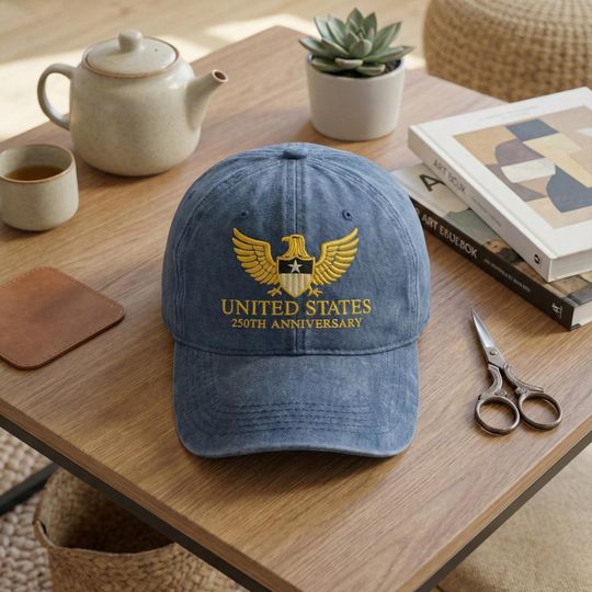 United States 250th Anniversary Embroidered Hat, 1776 Semiquincentennial Baseball Cap, Patriotic Eagle Shield Hat, American Heritage Cap