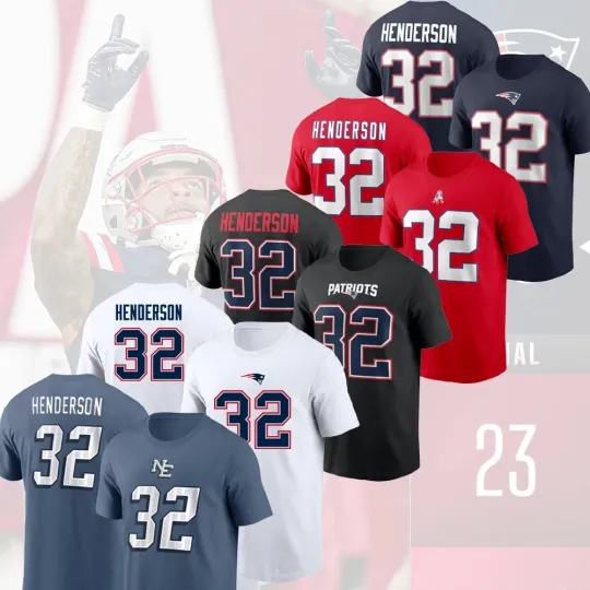Discover Treveyon Henderson #32 New England Football 2025 Player Name & Number For Fans