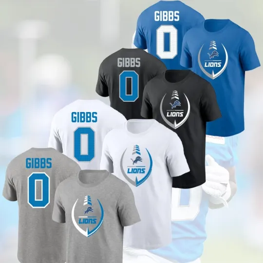 Discover Jahmyr Gibbs #0 Detroit Football Icon Player Number & Name Fans Gift