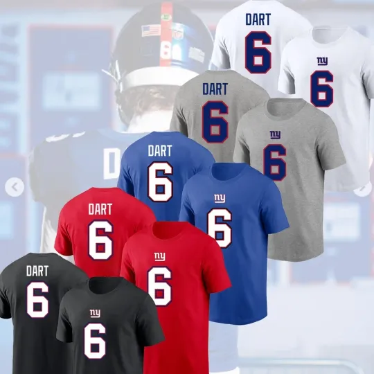 Discover HOT NEW - Jaxson Dart #6 New York Giants 2025 Player Name & Number For Fans