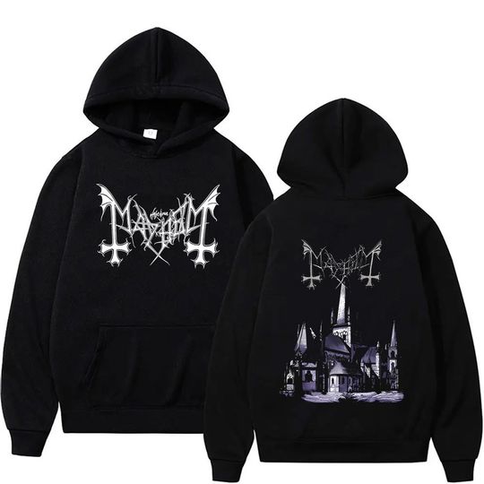 Discover Mayhem De Mysteriis Dom Sathanas Graphic Pullover Men Women Fashion Death Black Metal Rock Band Hoodie Male Classic Sweatshirt