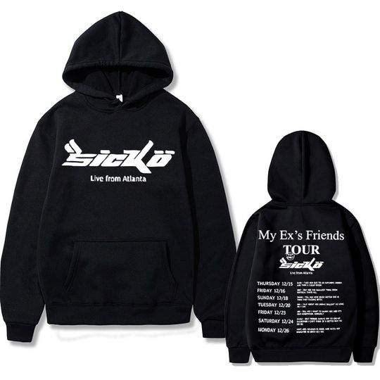 Discover Sicko Born From Pain My Ex's Friends Tour Double Sided Print Hoodie Men Women Clothes Oversized Sweatshirt Men's Hip Hop Hoodies