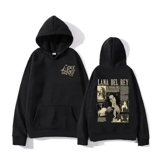 Lana Del Rey 2026 Autumn/Winter Men's Casual Hoodie Harajuku Fashion Long Sleeve Hoodie Moleton Pattern Printed Street Wear