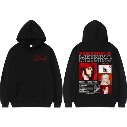 Discover 2025 Autumn/Winter Rap Singer Metrika Pattern Hoodie Fashion Y2k Men's Hip Hop Retro Cotton Warm Sweatshirt Loose Casual Coat