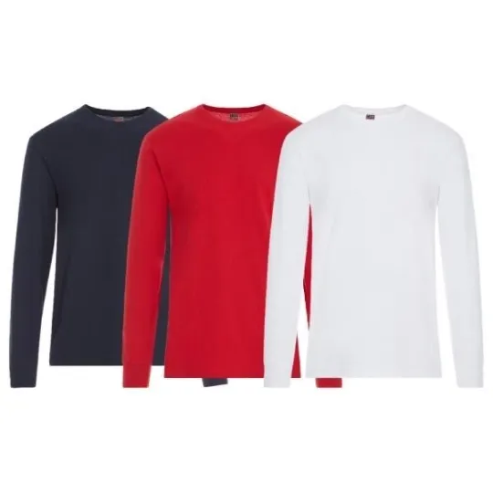Discover 3 Pack: Men's 100% Cotton Crew Neck Long Sleeve Tee Casual Basic T-Shirt S-4XL