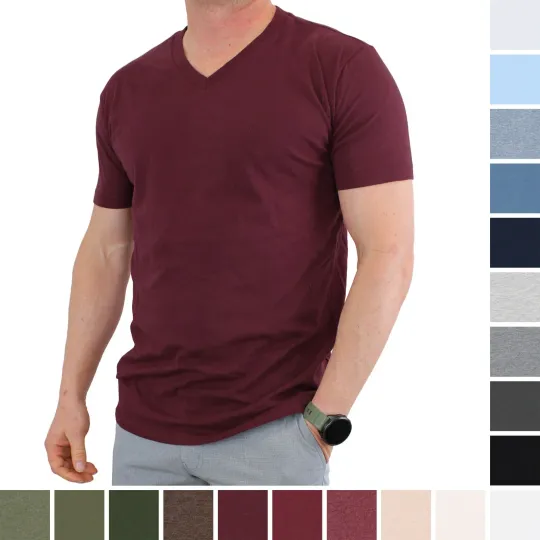 Discover True Classic Men's V-Neck Shirt Short Sleeve Ultra Soft Tagless Cotton Tee
