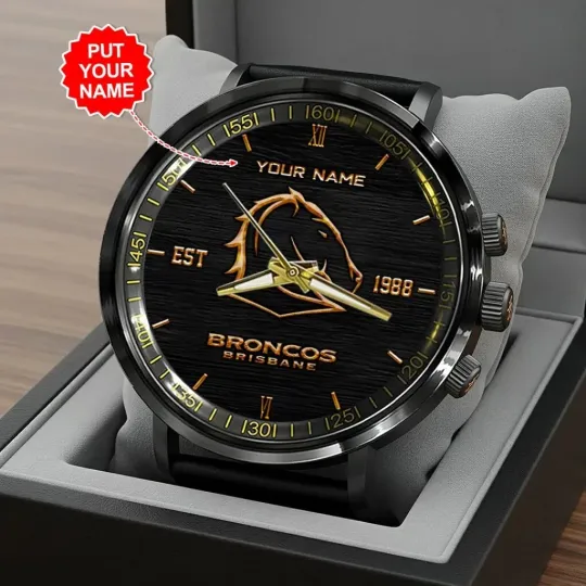 Discover Personalized Brisbane Broncos Black Stainless Steel Watch