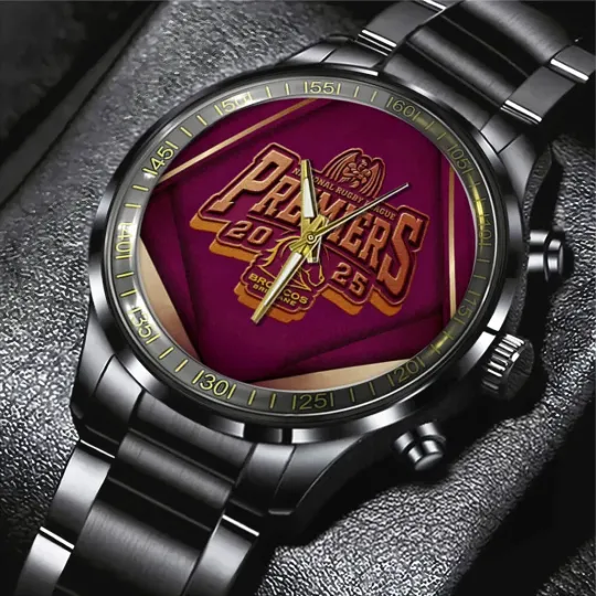 Discover Brisbane Broncos 2025 Premiership Black Stainless Steel Watch