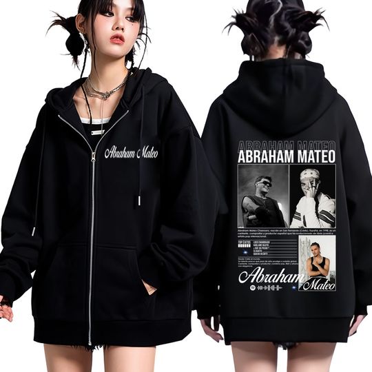 Rapper Abraham Mateo Tour 2025 Graphic Zipper Hoodie Men Women Hip-hop Sweatshirt Autumn Winter Loose Casual Zip Up Jacket Coats