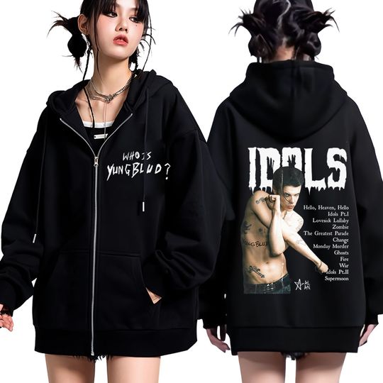Yungblud IDOLS The World Tour 2026 Print Zipper Hoodie Men Women Hip Hop Vintage Sportswear Winter Loose Casual Harajuku Jacket