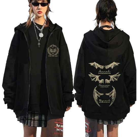 Discover Retro The Bat Boys Rhysand Azriel Cassian Zipper Hoodie Men Women Loose Fashion Pullover Zip Up Sweatshirt Coats Oversized Hoody