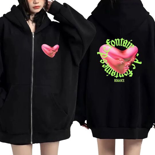 Discover Fontaines DC Romance Double Sided Printed Zip Up Sweatshirts Men Women Fleece Long sleeve Loose Zipper Hoodies Unisex Outerwear