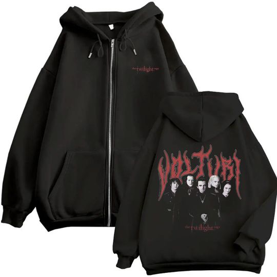 Twilight Heavy Metal Zipper Hoodie Vampire Robert Pattinson Edward Zip Up Jacket Men Women Gothic Oversized Zip Up Sweatshirt