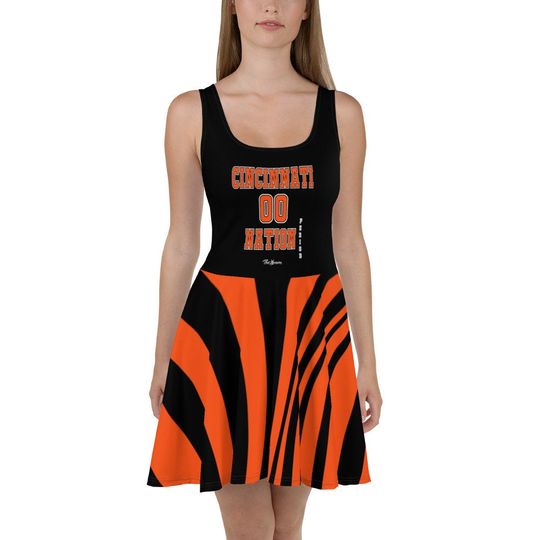 Discover ThatXpression Plus Size Home Team Cincinnati Black Orange Skater Dress