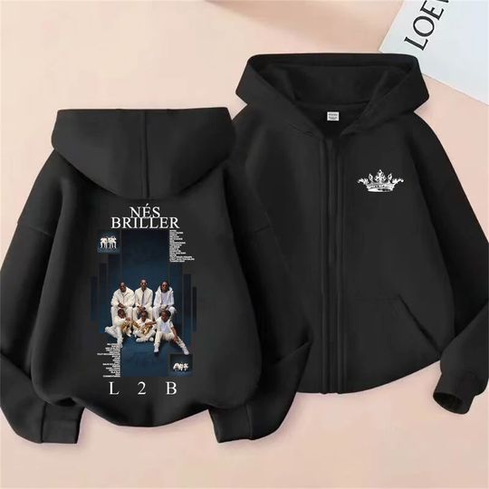 Discover Rapper L2B Nes Pour Briller Album Graphic Zipper Hoodie Men Women Hip Hop Fashion Pop Music Zip Up Jacket Male Casual Sweatshirt