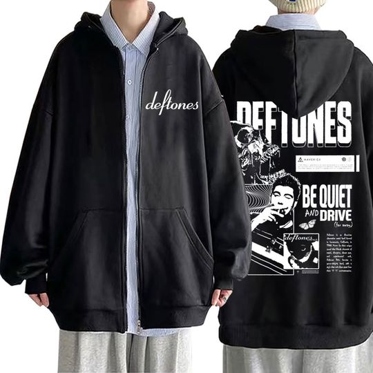 Discover Rock Band Deftone Around The Fur Be Quiet and Drive Print Zipper Hoodie Men Alternative Metal Coat Male Vintage Zip Up Jacket