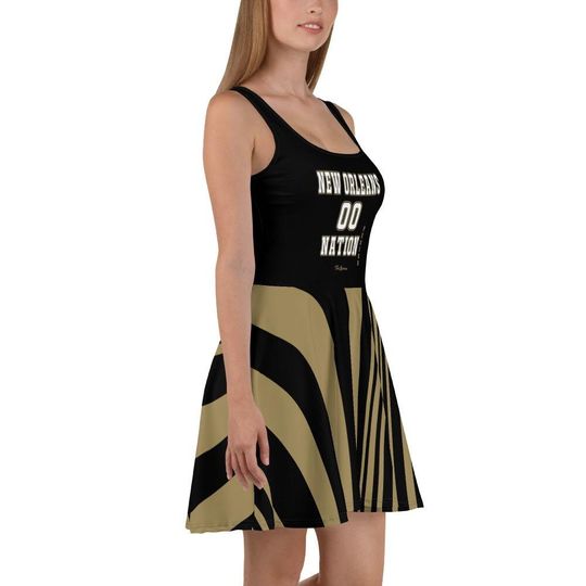 Discover ThatXpression Plus Size Home Team New Orleans Black Gold Skater Dress