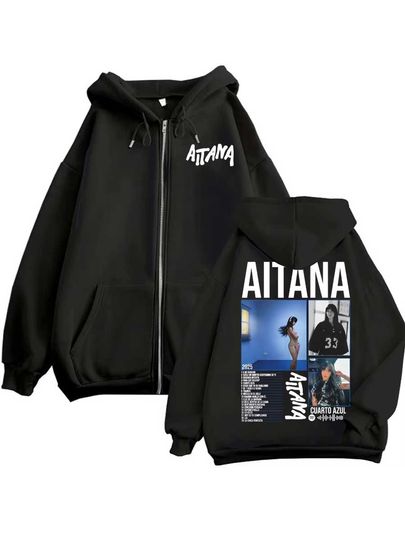Discover Singer Aitana Cuarto Azul Tour Graphic Hoodie Zipper Men Women Jacket Hiphop Streetwear Outfit Sweatshirt Tops 0928-2