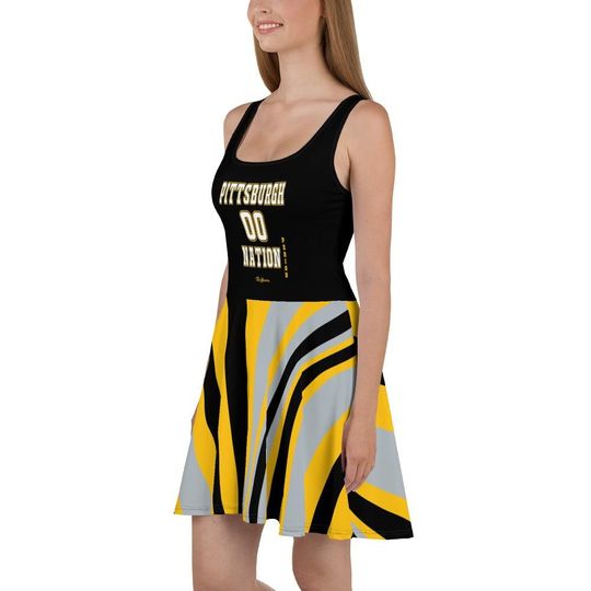 Discover ThatXpression Plus Size Home Team Pittsburgh Black Yellow Skater Dress