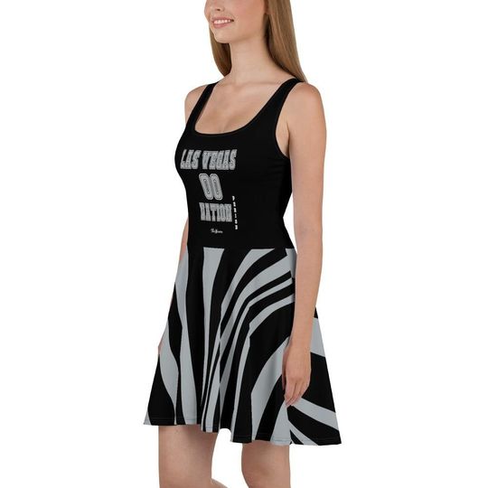 Discover ThatXpression Plus Size Home Team Las Vegas Black Silver Skater Dress