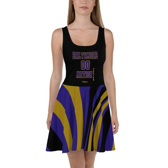Discover ThatXpression Plus Size Home Team Baltimore Purple Gold Skater Dress