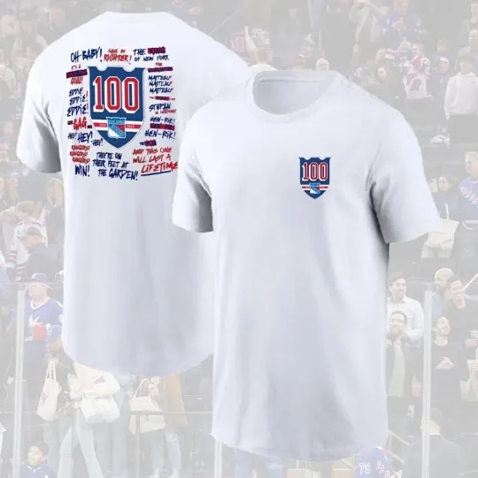 New York Rangers 100th Anniversary Double Sided T-Shirt 1926-2026 for Fans