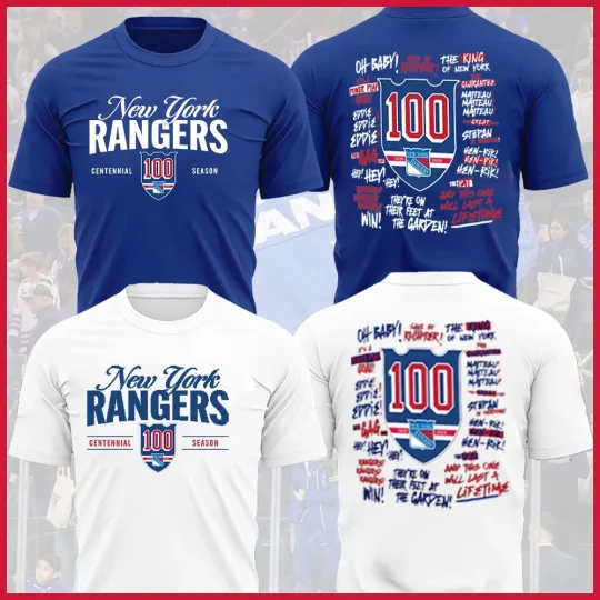 New York Rangers 100th Anniversary T-Shirt 1926-2026 Double Sided Fanswear