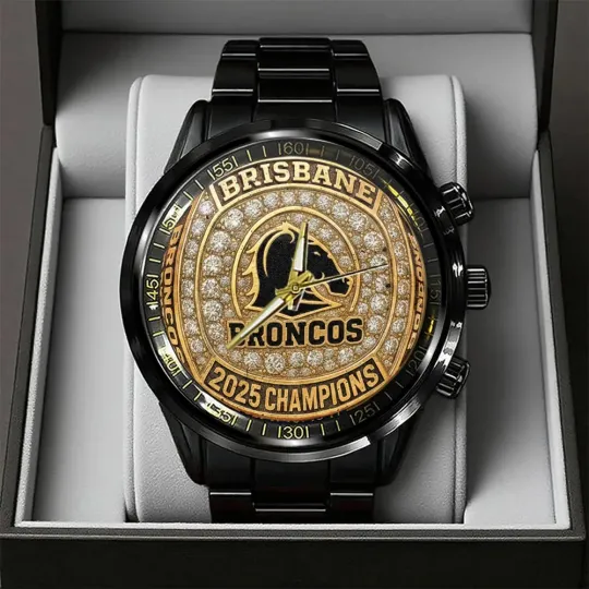Discover Brisbane Broncos 2025 Premiership Black Stainless Steel Watch